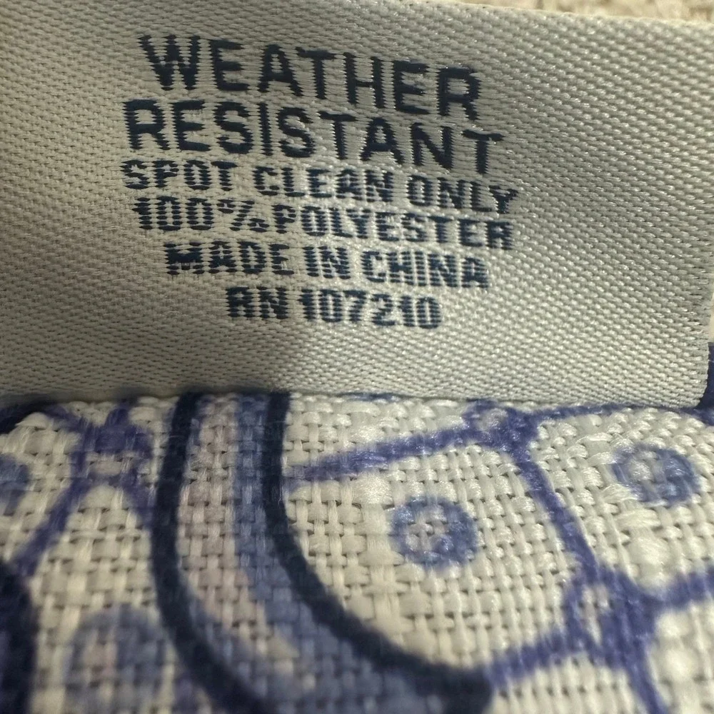 Stratford Outdoor Welcome to My Porch Lumbar Pillow Navy Blue White Reversible